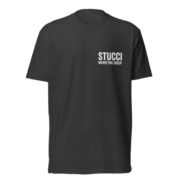 Stucci Marketing Group Left Chest Tee in Charcoal, Stucci Marketing Group logo tee