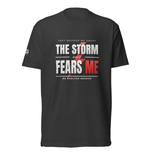 The Storm Fears Me Tee in Charcoal, front graphic tee by Stucci Apparel