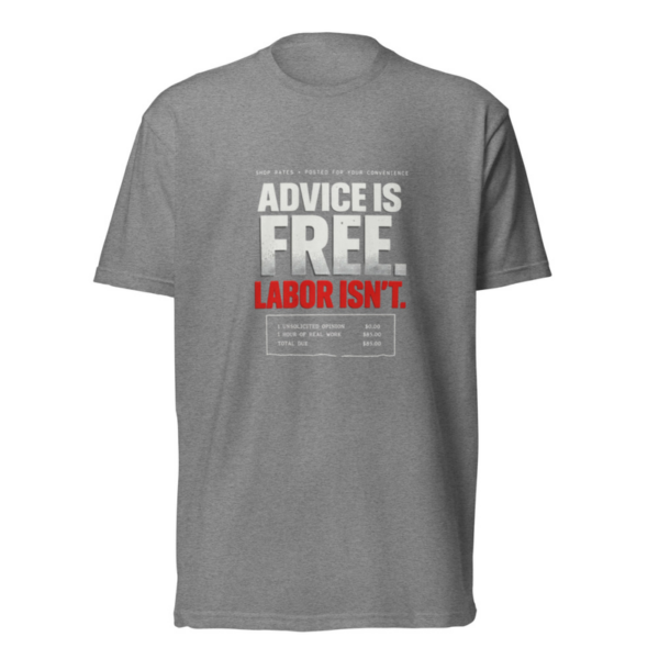 Advice Is Free Tee in Dark Heather Gray, front graphic tee by Stucci Apparel