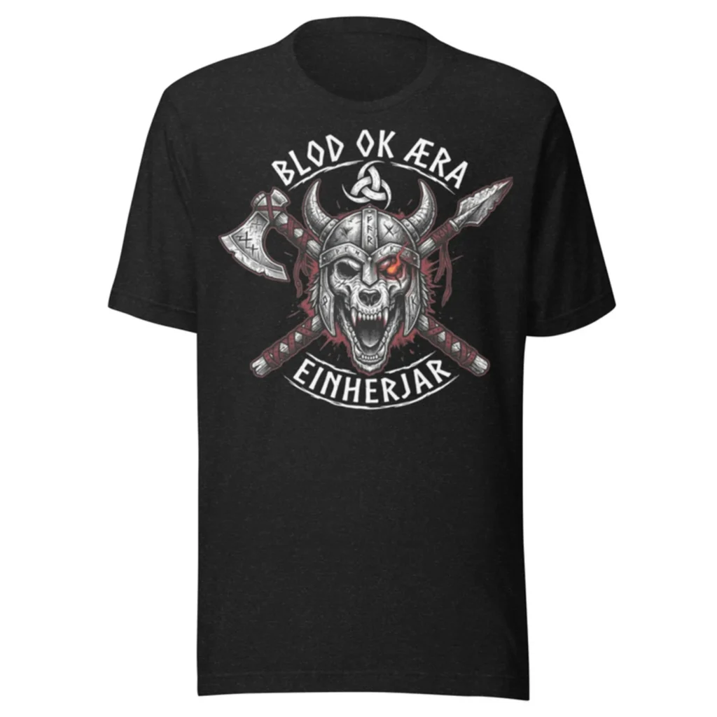 Blod Ok Æra Wolf Skull Tee