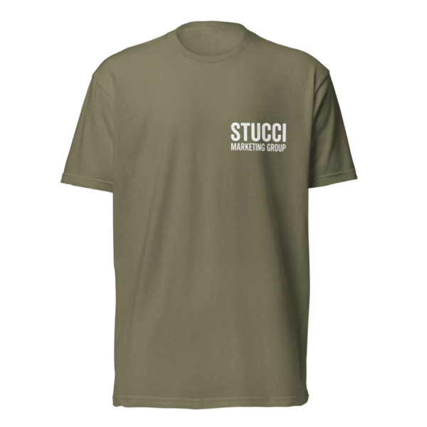 Stucci Marketing Group Left Chest Tee in Military Green, Stucci Marketing Group logo tee