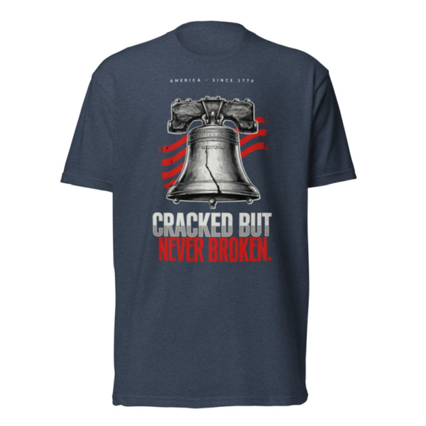 Cracked But Never Broken Tee in Midnight Navy, front graphic tee by Stucci Apparel