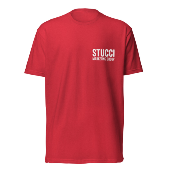 Stucci Marketing Group Left Chest Tee in Red, Stucci Marketing Group logo tee