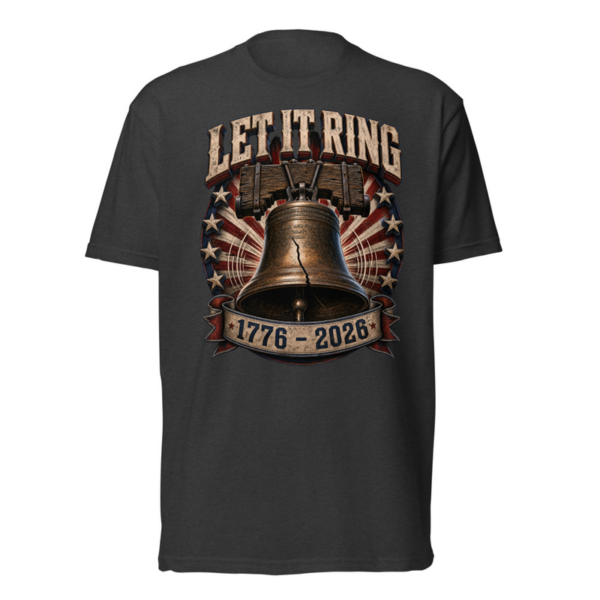 Let It Ring Tee in Charcoal, front graphic tee by Stucci Apparel