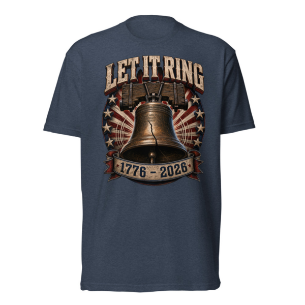 Let It Ring Tee in Midnight Navy, front graphic tee by Stucci Apparel