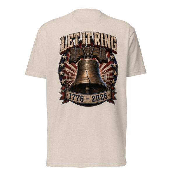 Let It Ring Tee in Sand, front graphic tee by Stucci Apparel