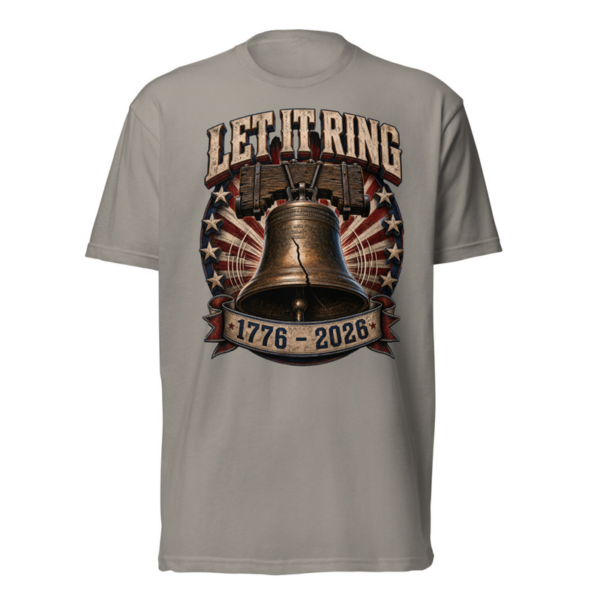 Let It Ring Tee in Stone Grey, front graphic tee by Stucci Apparel