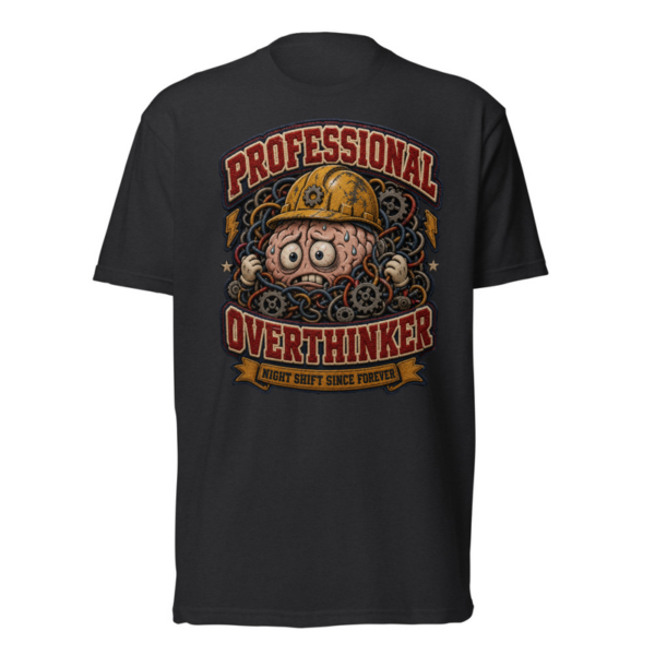 Professional Overthinker Tee in Black, front graphic tee by Stucci Apparel