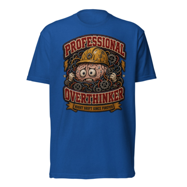 Professional Overthinker Tee in Royal, front graphic tee by Stucci Apparel
