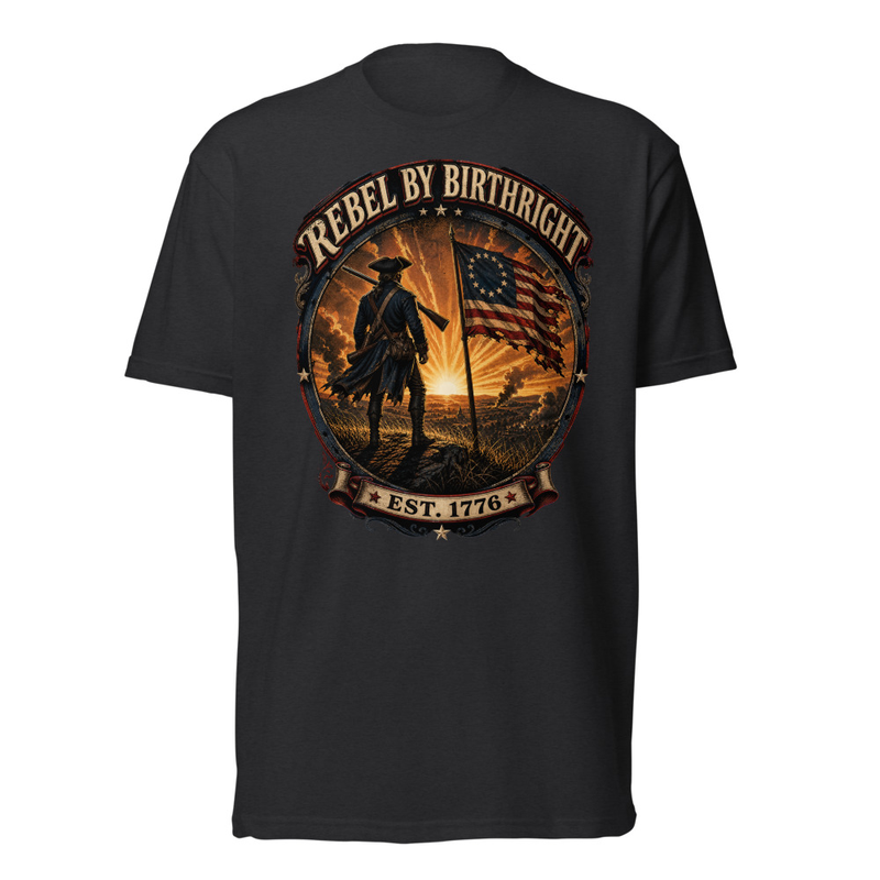 Rebel By Birthright Tee in Black, front graphic tee by Stucci Apparel