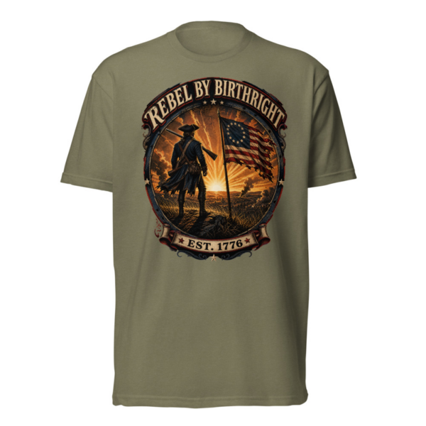 Rebel By Birthright Tee in Military Green, front graphic tee by Stucci Apparel