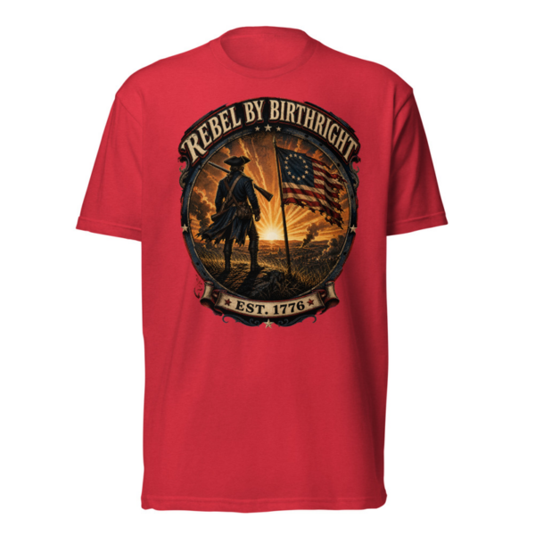 Rebel By Birthright Tee in Red, front graphic tee by Stucci Apparel