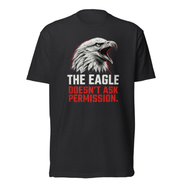 The Eagle Doesn't Ask Permission Tee in Black, front graphic tee by Stucci Apparel