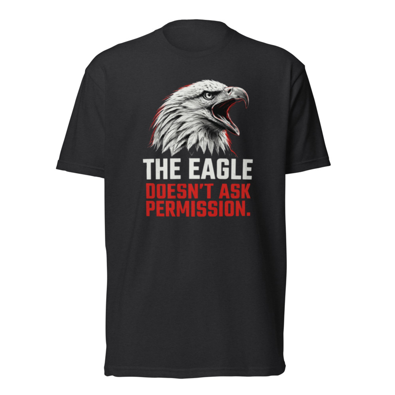 The Eagle Doesn't Ask Permission Tee in Black, front graphic tee by Stucci Apparel