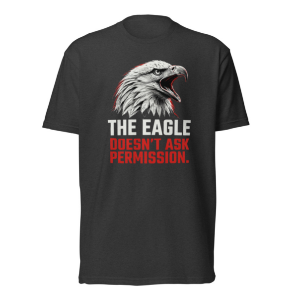 The Eagle Doesn't Ask Permission Tee in Charcoal, front graphic tee by Stucci Apparel