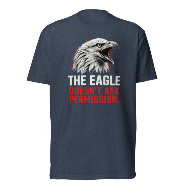 The Eagle Doesn't Ask Permission Tee in Midnight Navy, front graphic tee by Stucci Apparel
