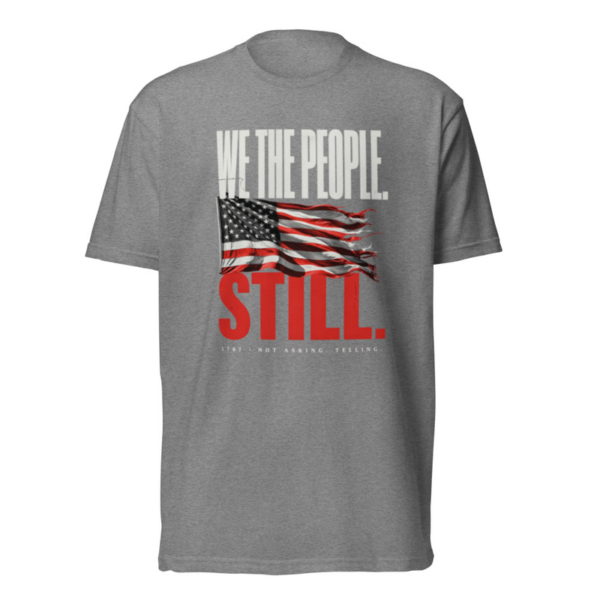 We The People Still Tee in Dark Heather Gray, front graphic tee by Stucci Apparel