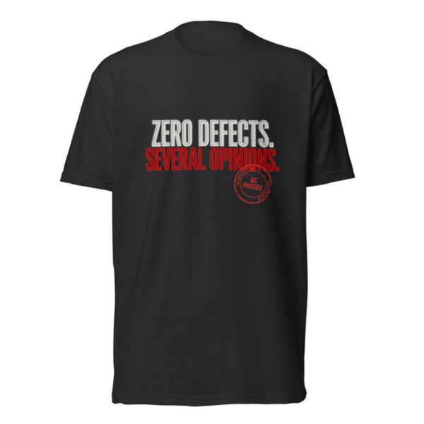 Zero Defects Tee in Black, front graphic tee by Stucci Apparel